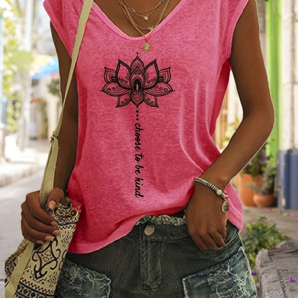 Women's Sleeveless Geometric Print Tank Top - Casual Summer Style   OAXG Orange / S