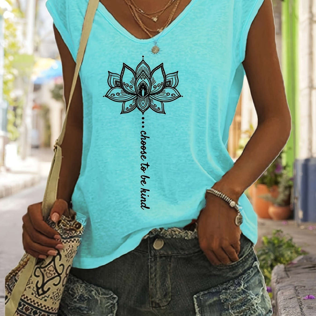 Women's Sleeveless Geometric Print Tank Top - Casual Summer Style   OAXG Orange / S
