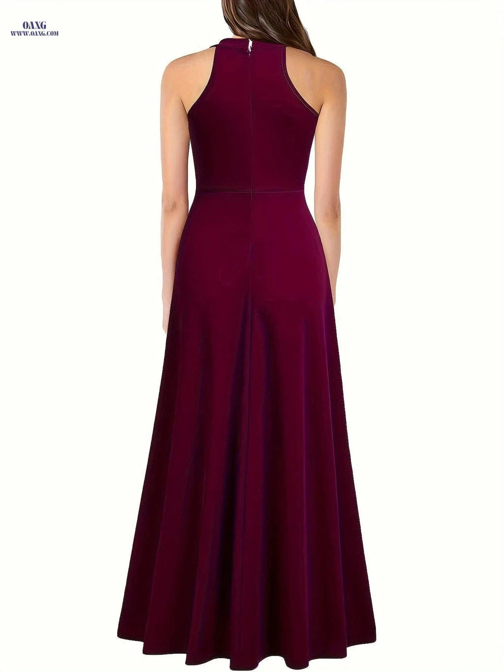Women's Sleeveless High-Waist Dress - Elegant Slim-Fit with Front Slit   OAXG 