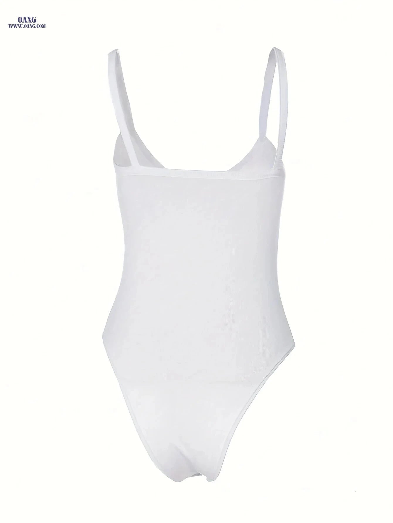 Women's Sleeveless Low-Cut Bodysuit Top - Elegant Solid Color Style   OAXG 