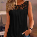 Women's Sleeveless Summer Tank Top - Lace Trim Casual Attire   OAXG Black / S