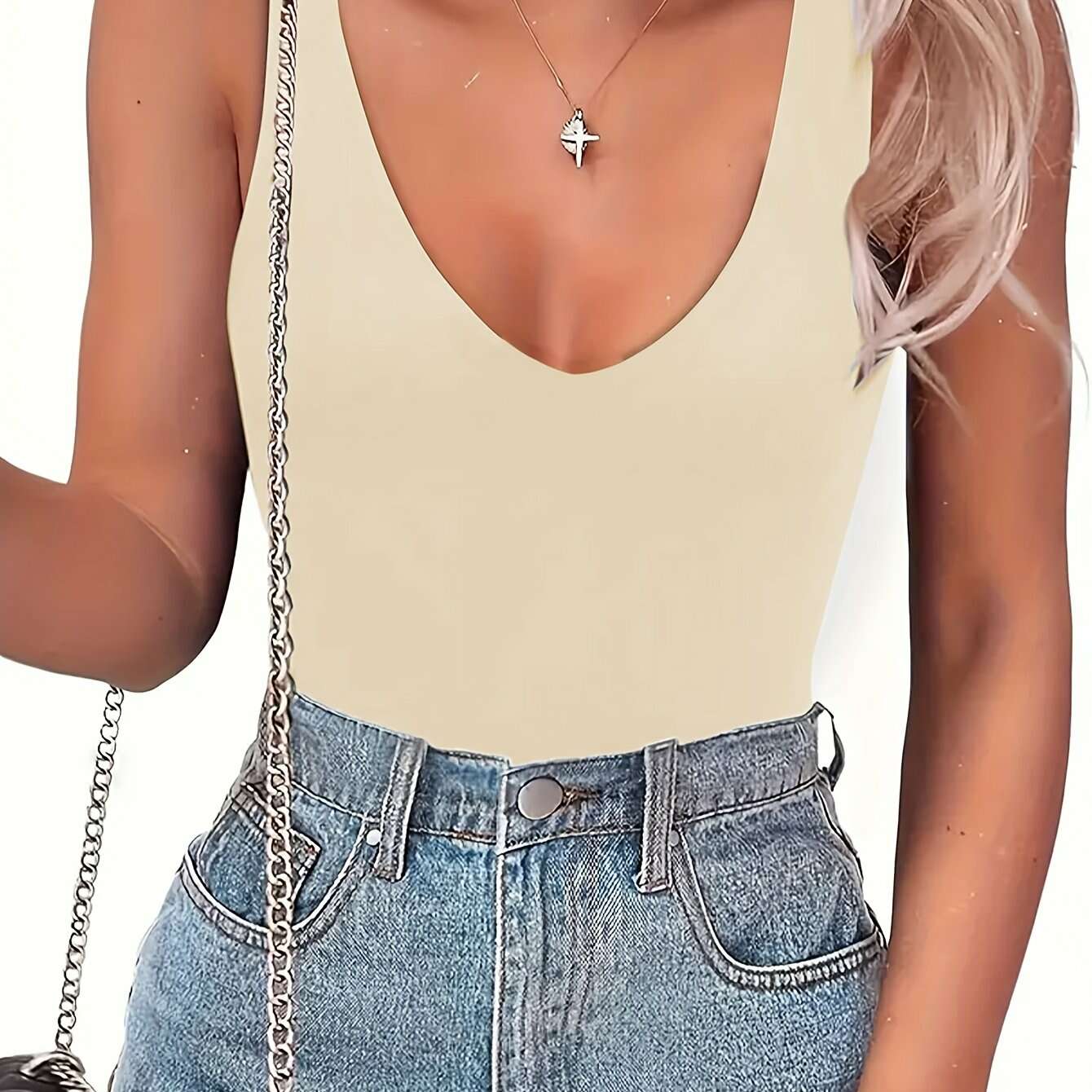 Women's Sleeveless V-Neck Tank Top - Soft Stretchy Comfort Fit   OAXG 