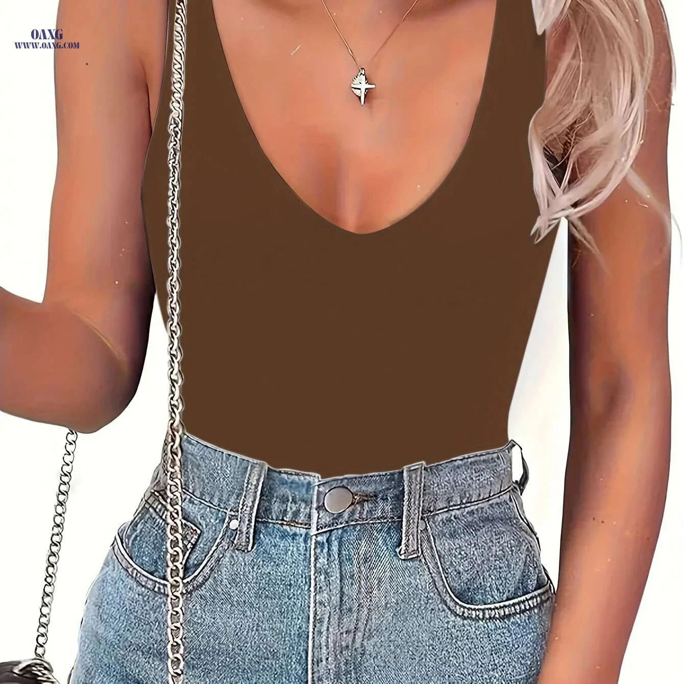 Women's Sleeveless V-Neck Tank Top - Soft Stretchy Comfort Fit   OAXG 