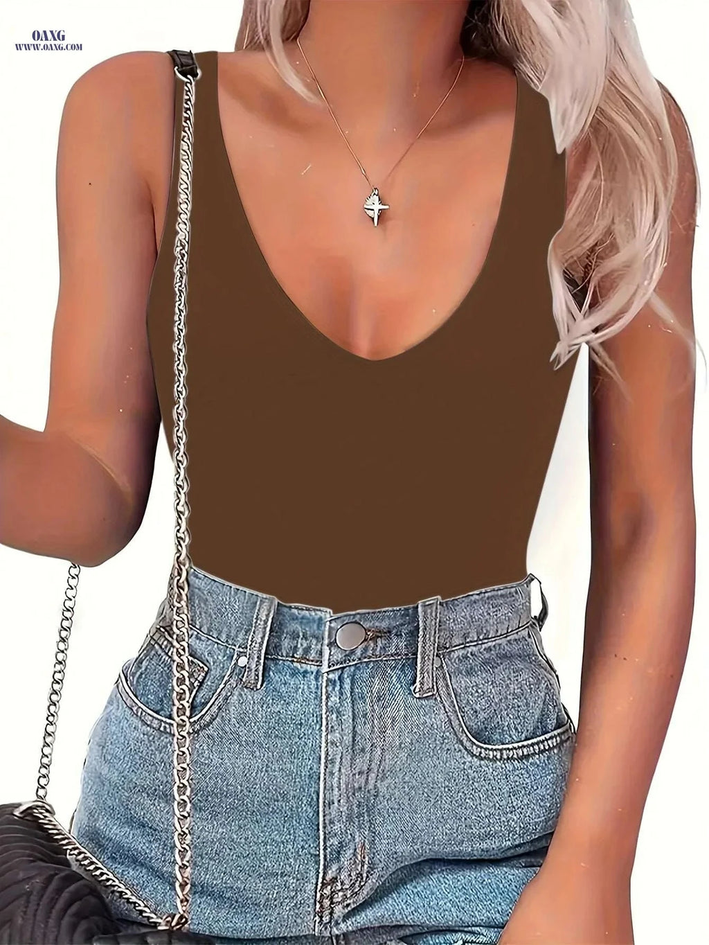 Women's Sleeveless V-Neck Tank Top - Soft Stretchy Comfort Fit   OAXG 