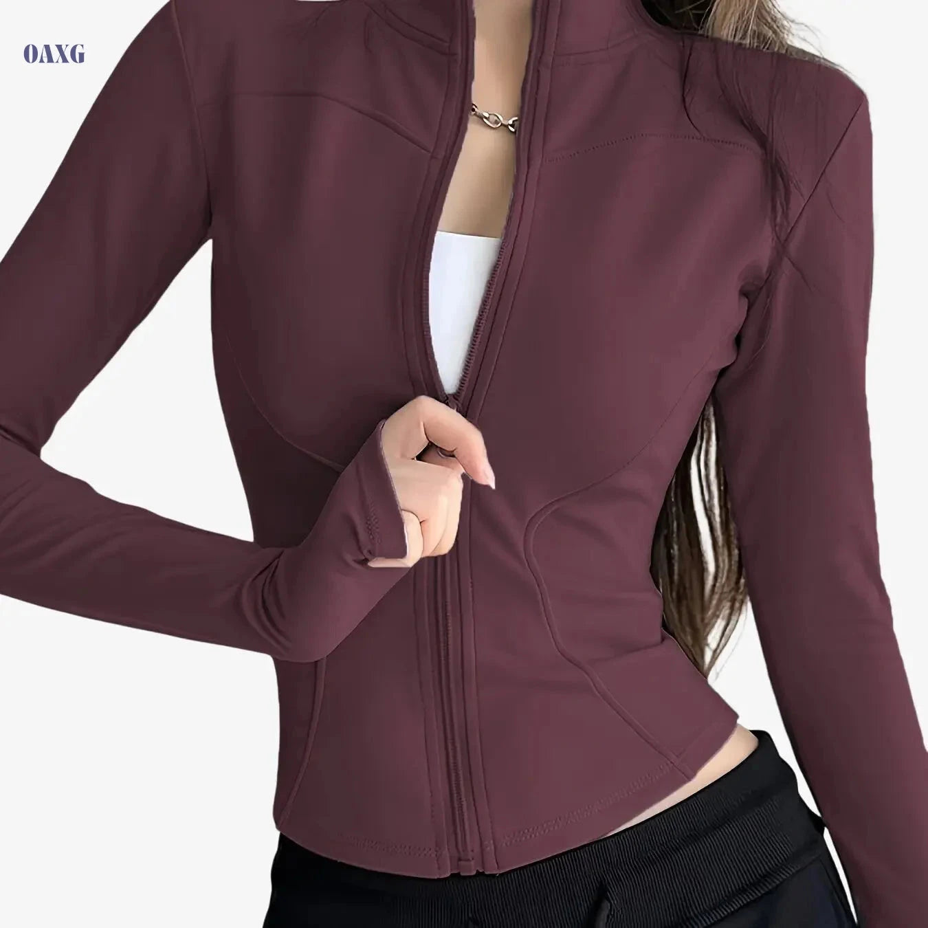 Women's Slim-Fit Athletic Jacket - Quick-Dry, High-Stretch & Breathable   OAXG 