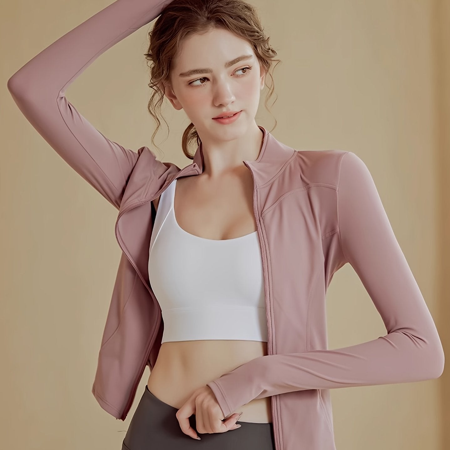 Women's Slim-Fit Athletic Jacket - Quick-Dry, High-Stretch & Breathable   OAXG 