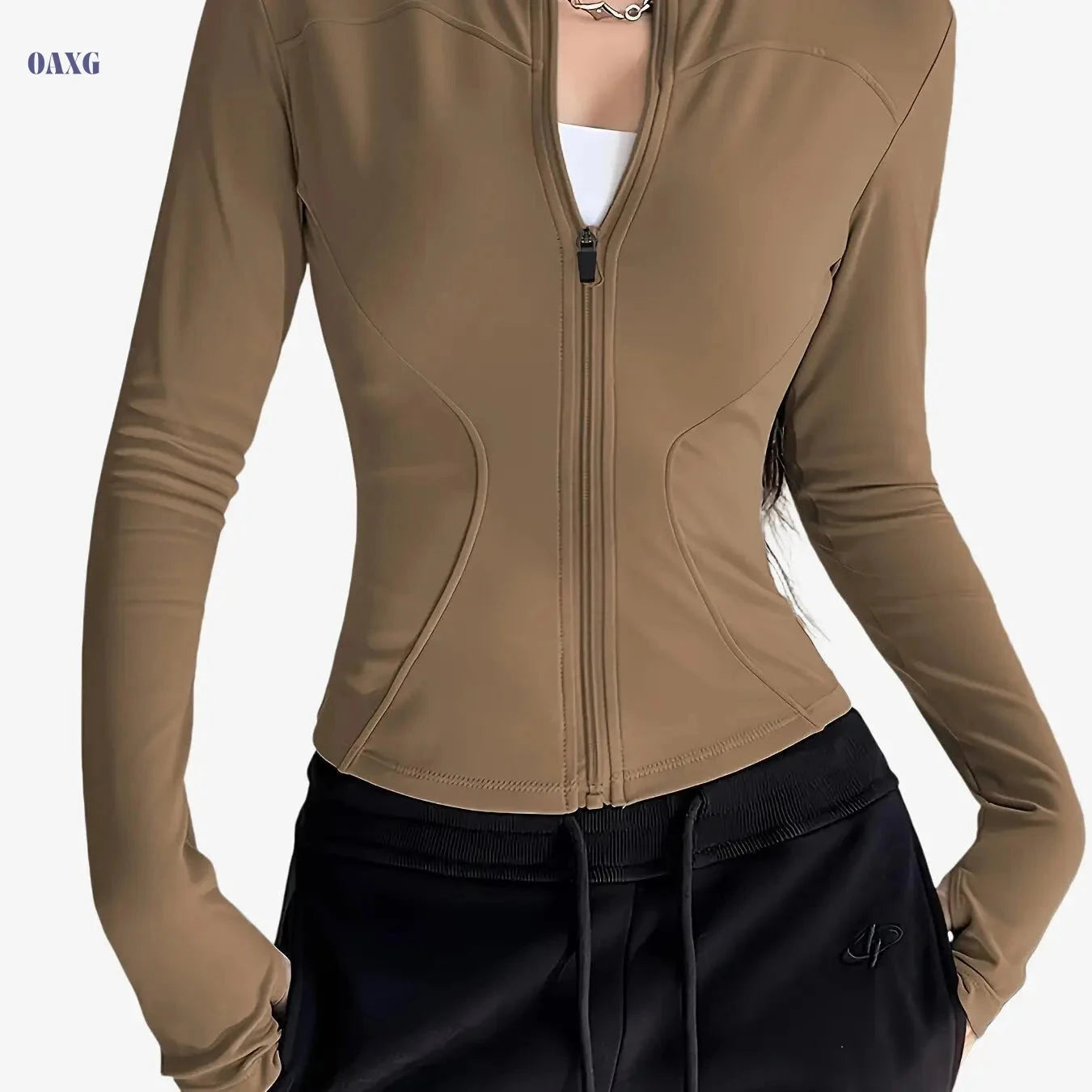 Women's Slim-Fit Athletic Jacket - Quick-Dry, High-Stretch & Breathable   OAXG 