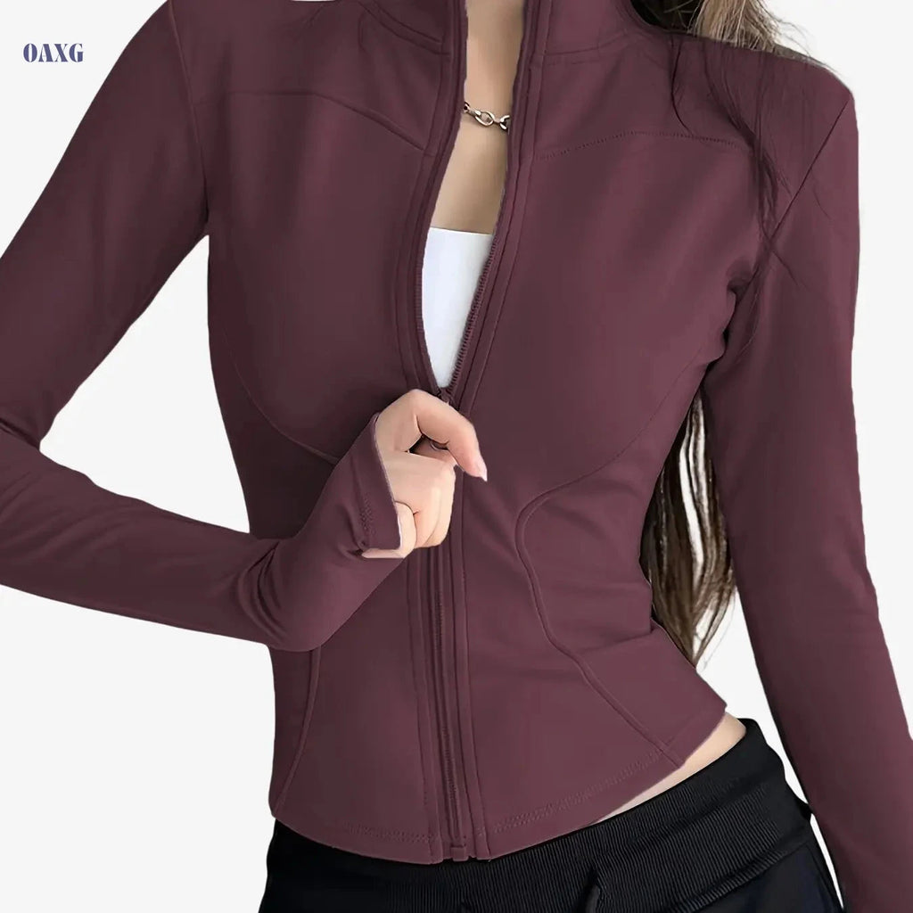 Women's Slim-Fit Athletic Jacket - Quick-Dry, High-Stretch & Breathable   OAXG Deep Purple / Asian S