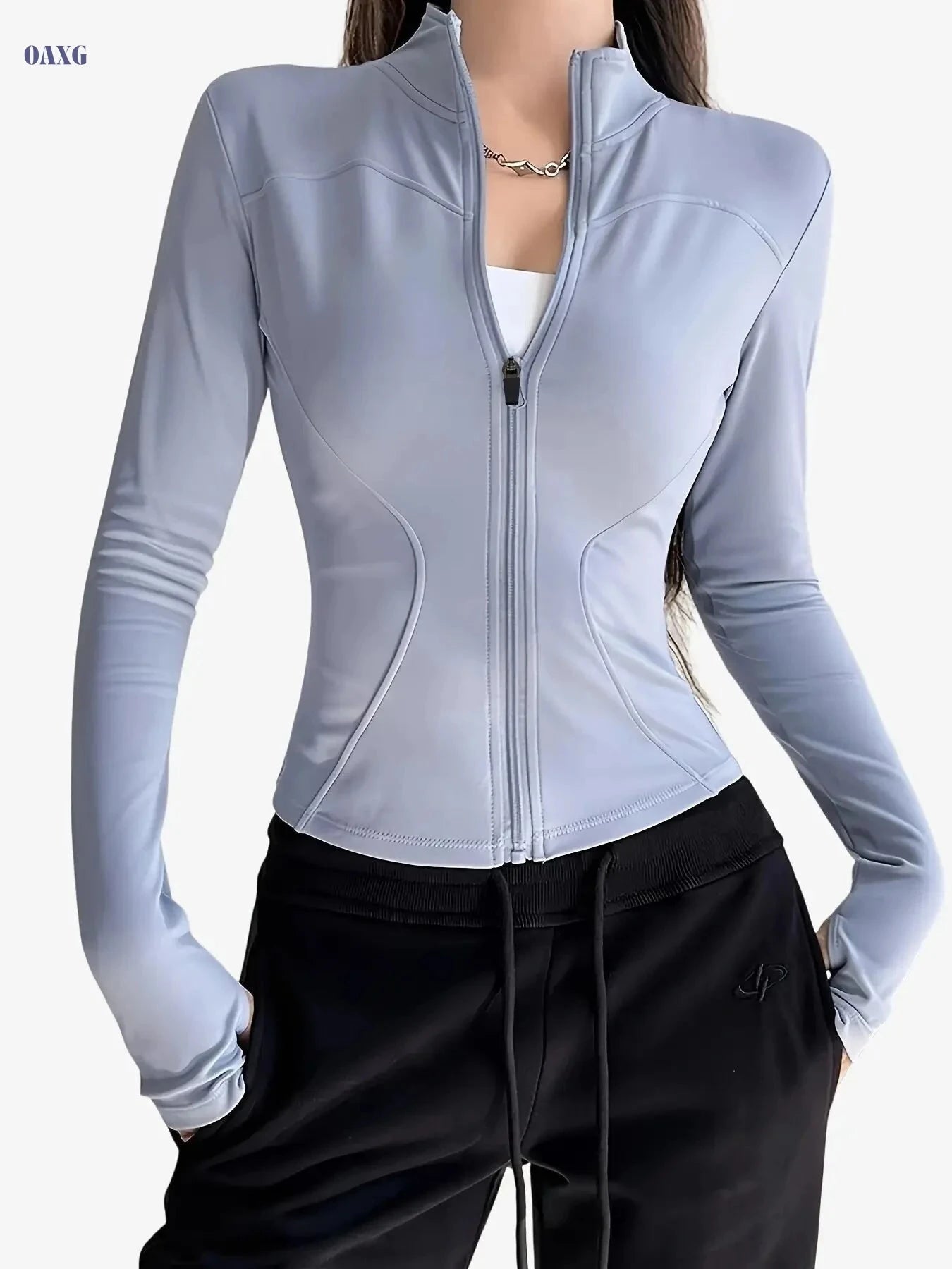 Women's Slim-Fit Athletic Jacket - Quick-Dry, High-Stretch & Breathable   OAXG 