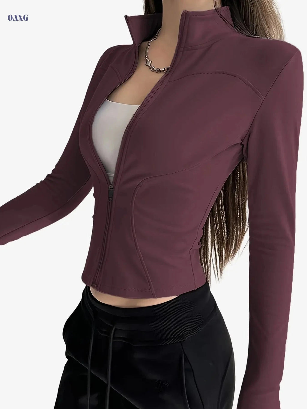 Women's Slim-Fit Athletic Jacket - Quick-Dry, High-Stretch & Breathable   OAXG 