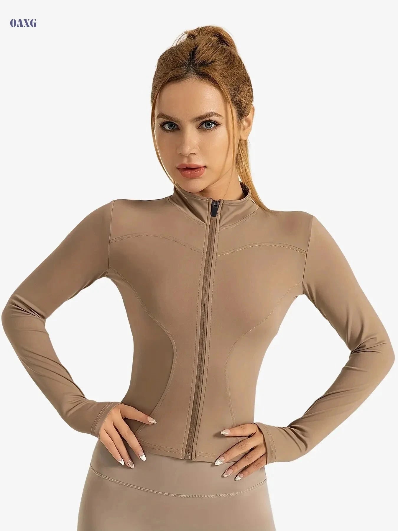 Women's Slim-Fit Athletic Jacket - Quick-Dry, High-Stretch & Breathable   OAXG 