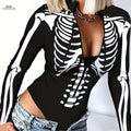 Women's Slim-Fit Bodysuit Top - Vintage Geometric Pattern for Summer   OAXG Black / S