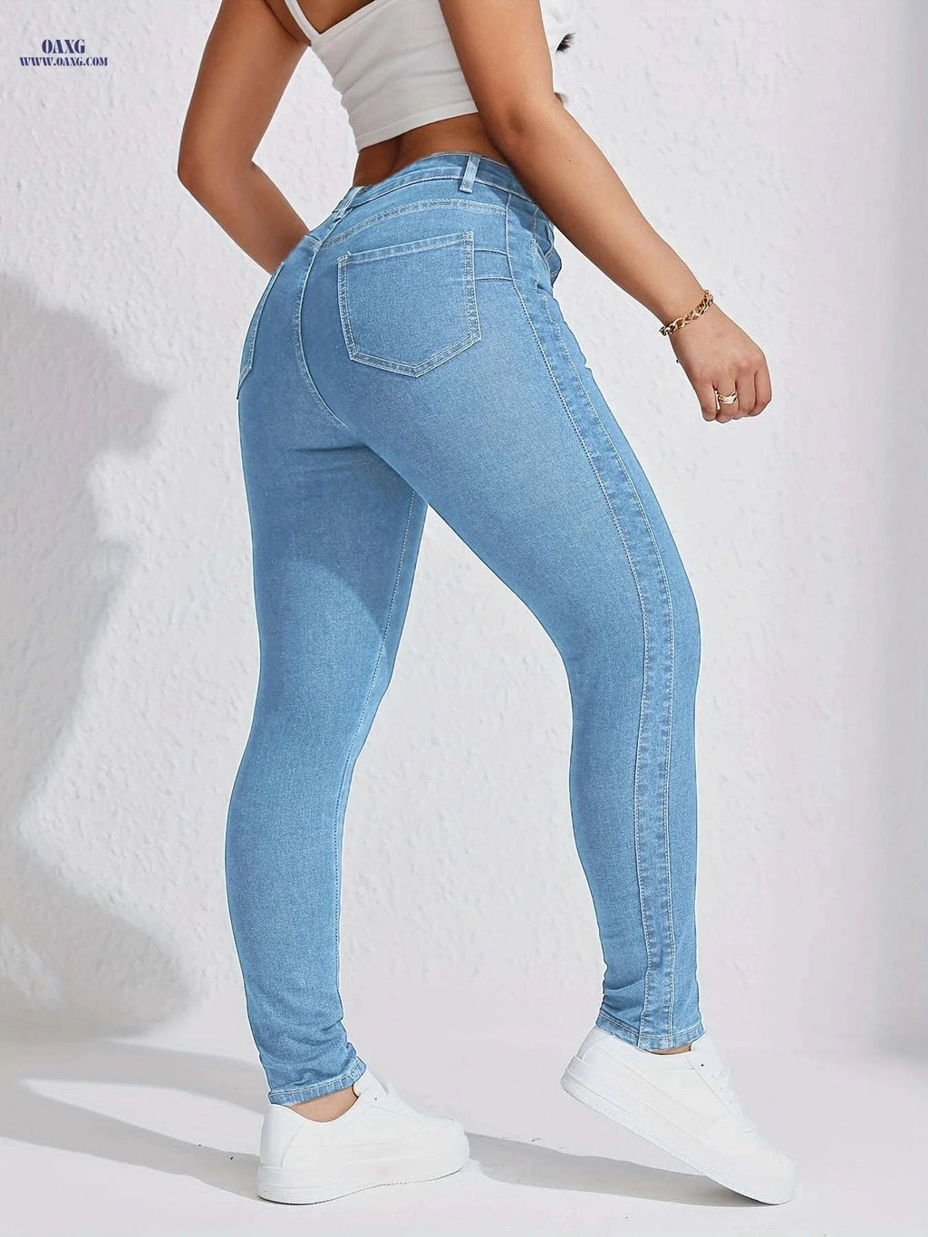 Women's Slim-Fit Khaki Skinny Jeans - All-Season Stretch Denim   OAXG 