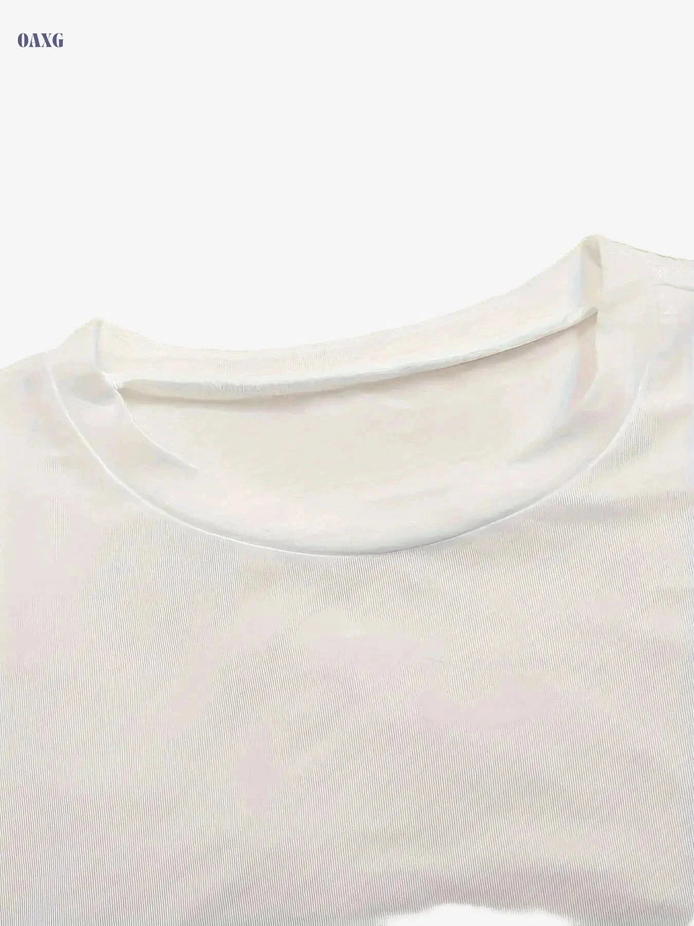 Women's Slim Fit Long Sleeve T-Shirt - Stretchy Casual Top for All Seasons   OAXG White / XS