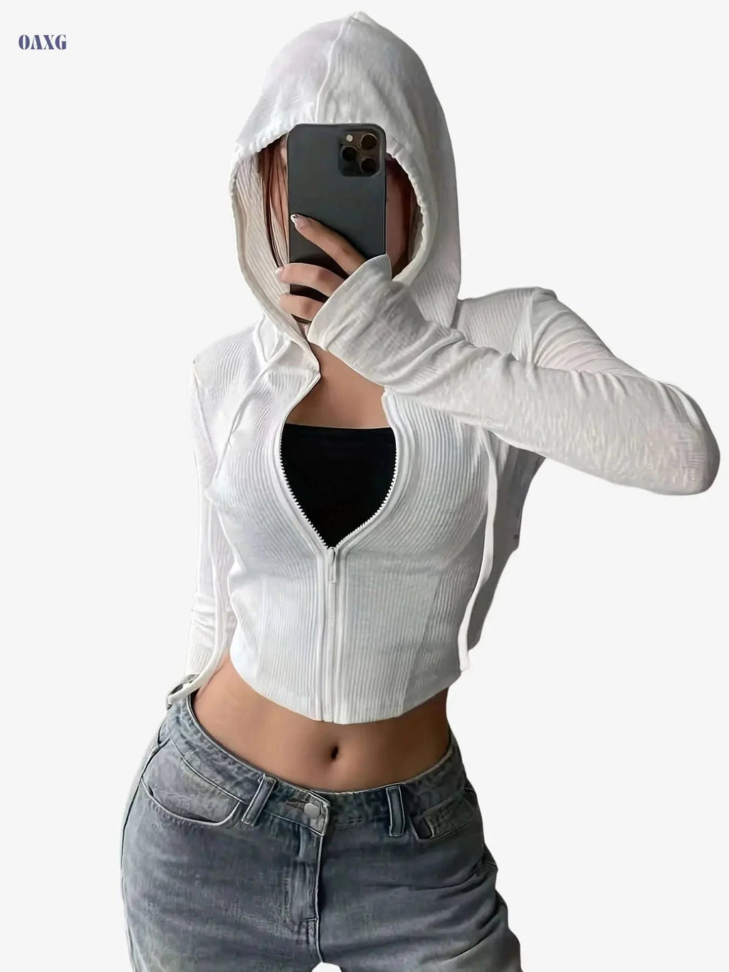 Women's Slim Fit Sports Hoodie - Breathable, High Elasticity, Zipper   OAXG 