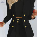Women's Slim Fit Two-Piece Suit Set - Casual Solid Color Skirt   OAXG 