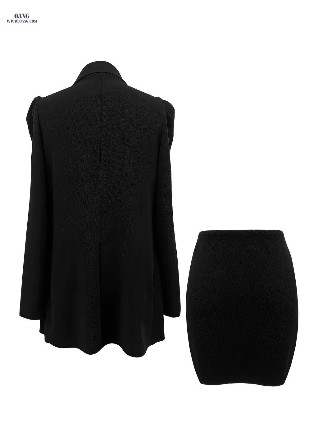 Women's Slim Fit Two-Piece Suit Set - Casual Solid Color Skirt   OAXG 
