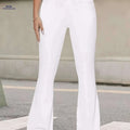Women's Slim-Fit White Flared Jeans - High-Stretch, Casual & Formal   OAXG 
