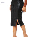 Women's Snake Print Slit Skirt - Casual Summer Fashion, Long Length   OAXG Black / S