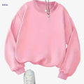Women's Soft Pink Casual Sweatshirt - Long Sleeve, Regular Fit   OAXG 