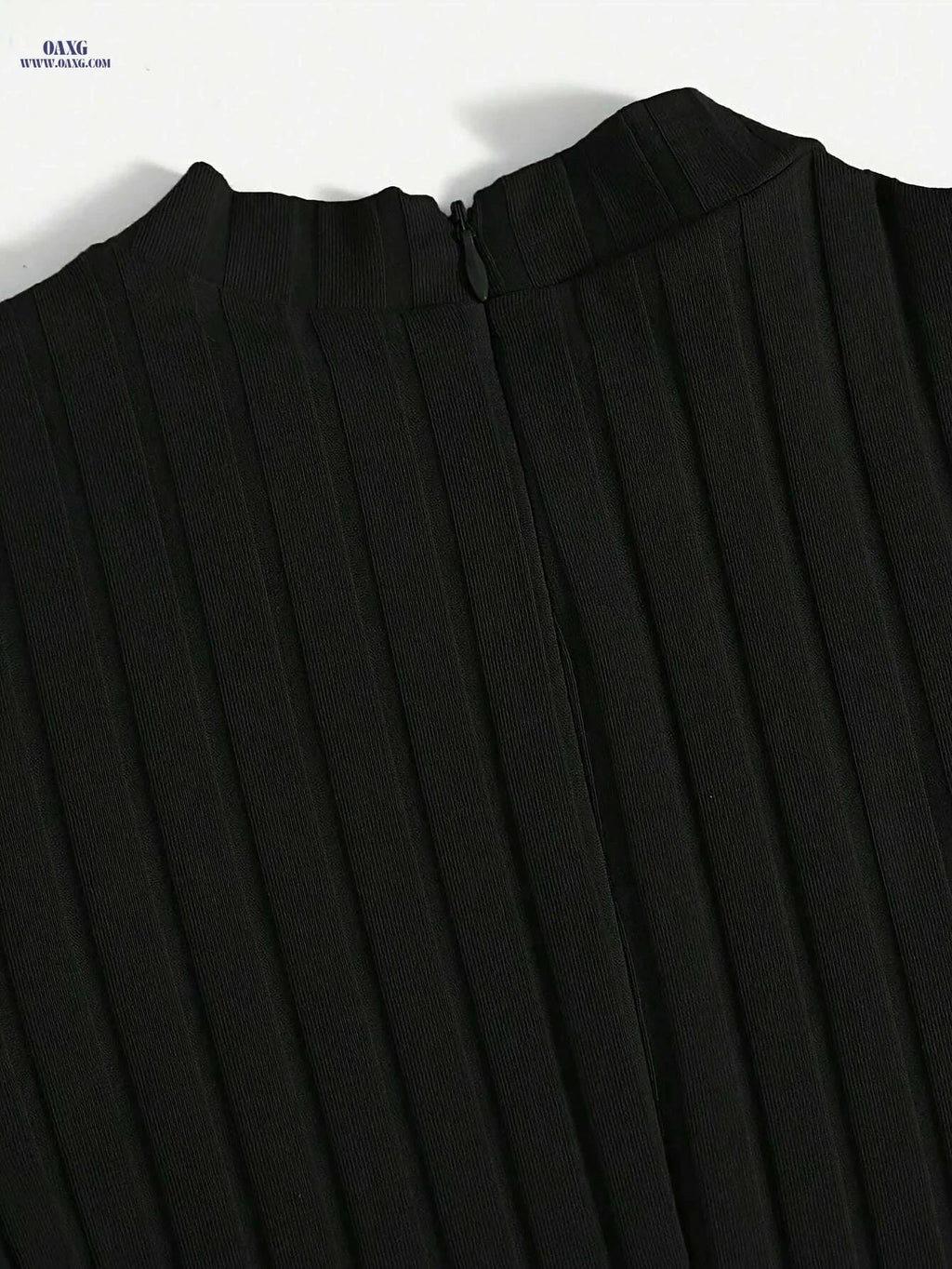 Women's Solid Black Ribbed Jumpsuit - Elegant Midi-Length Outfit   OAXG Black / S