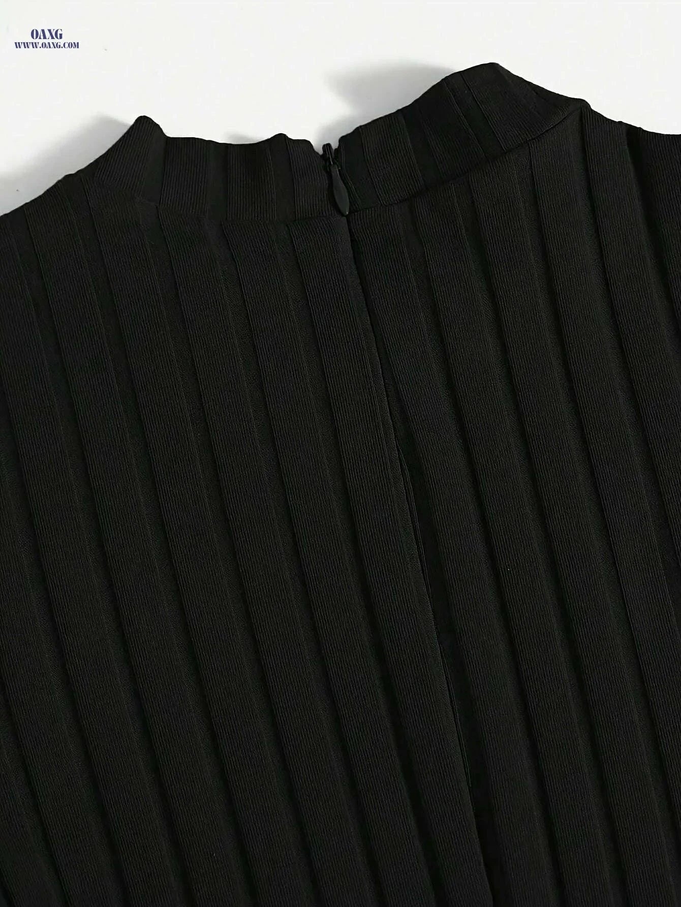 Women's Solid Black Ribbed Jumpsuit - Elegant Midi-Length Outfit   OAXG Black / S