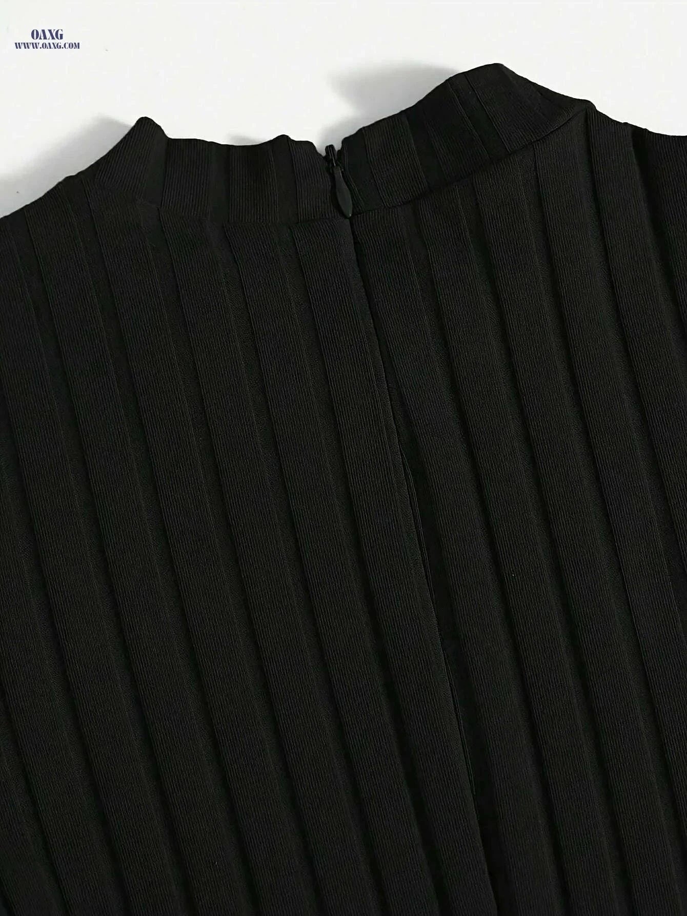 Women's Solid Black Ribbed Jumpsuit - Elegant Midi-Length Outfit   OAXG Black / S
