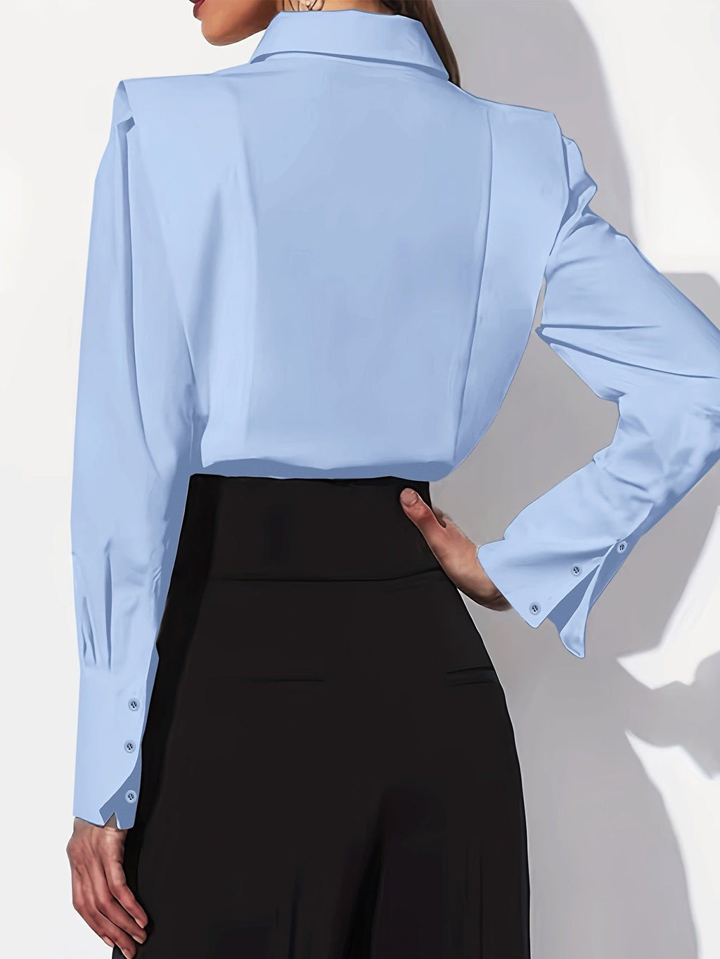 Women'S Solid Casual Button-Up Long Sleeve Shirt   OAXG White / S
