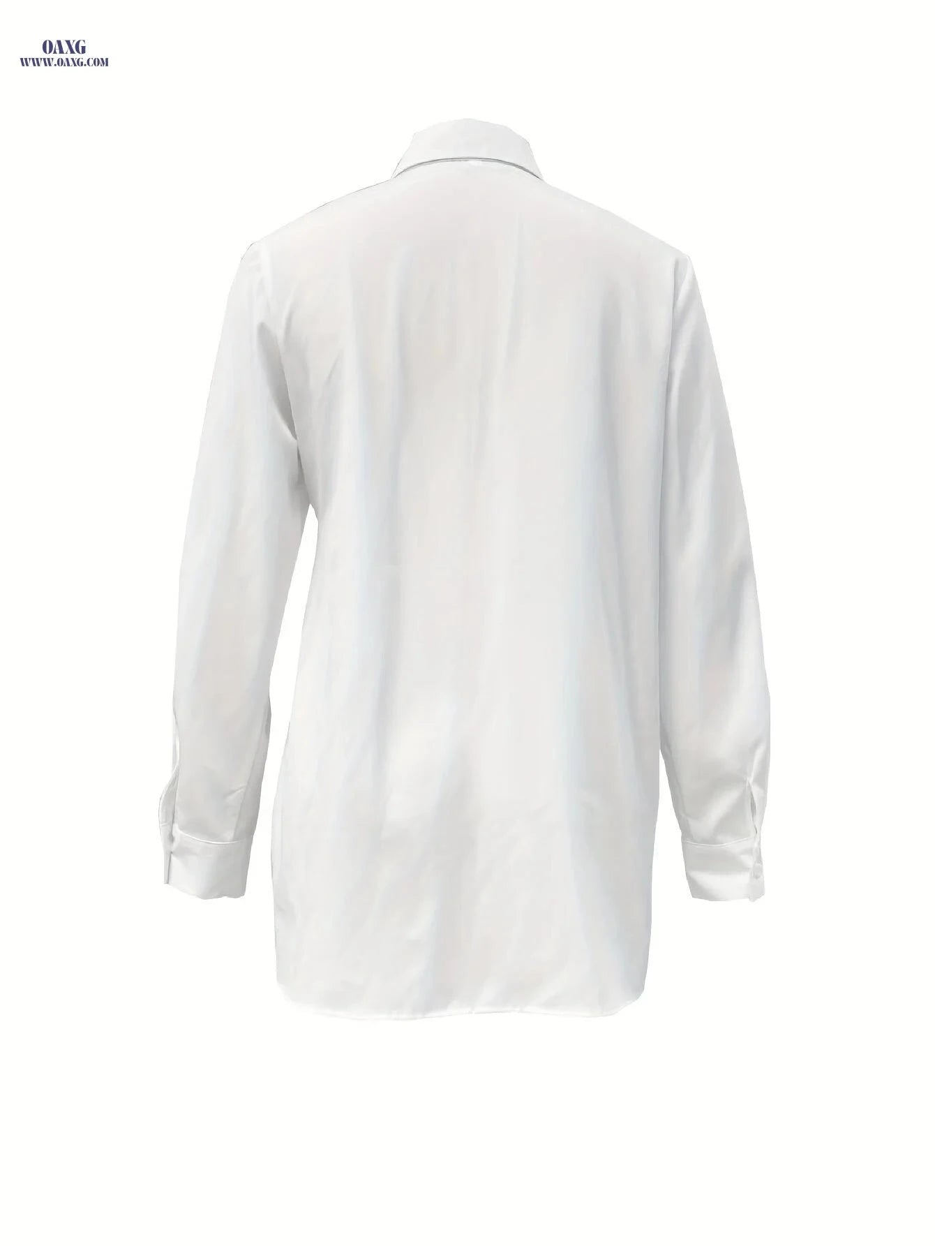 Women’s Solid Color Button-Up Long Sleeve Shirt - Casual Semi-Sheer Style   OAXG Black / S