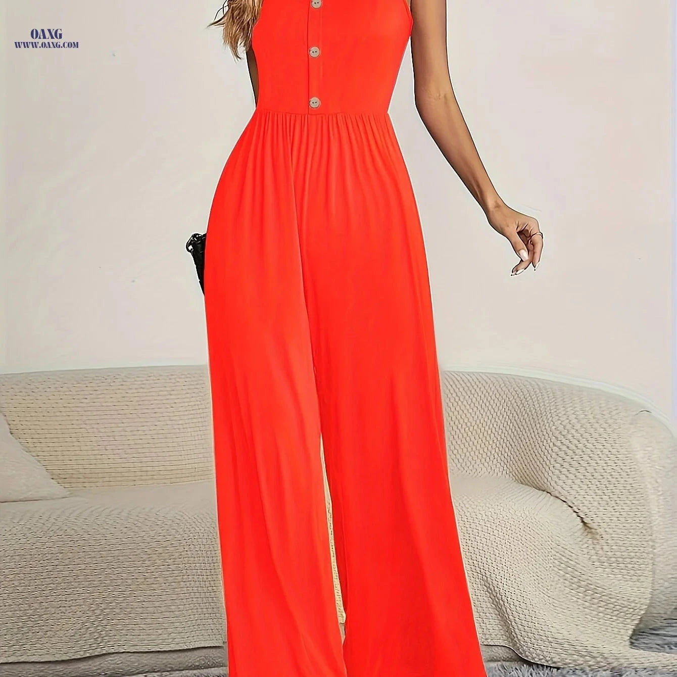 Women's Solid Color Camisole Jumpsuit - Elegant Spring/Summer Style   OAXG 