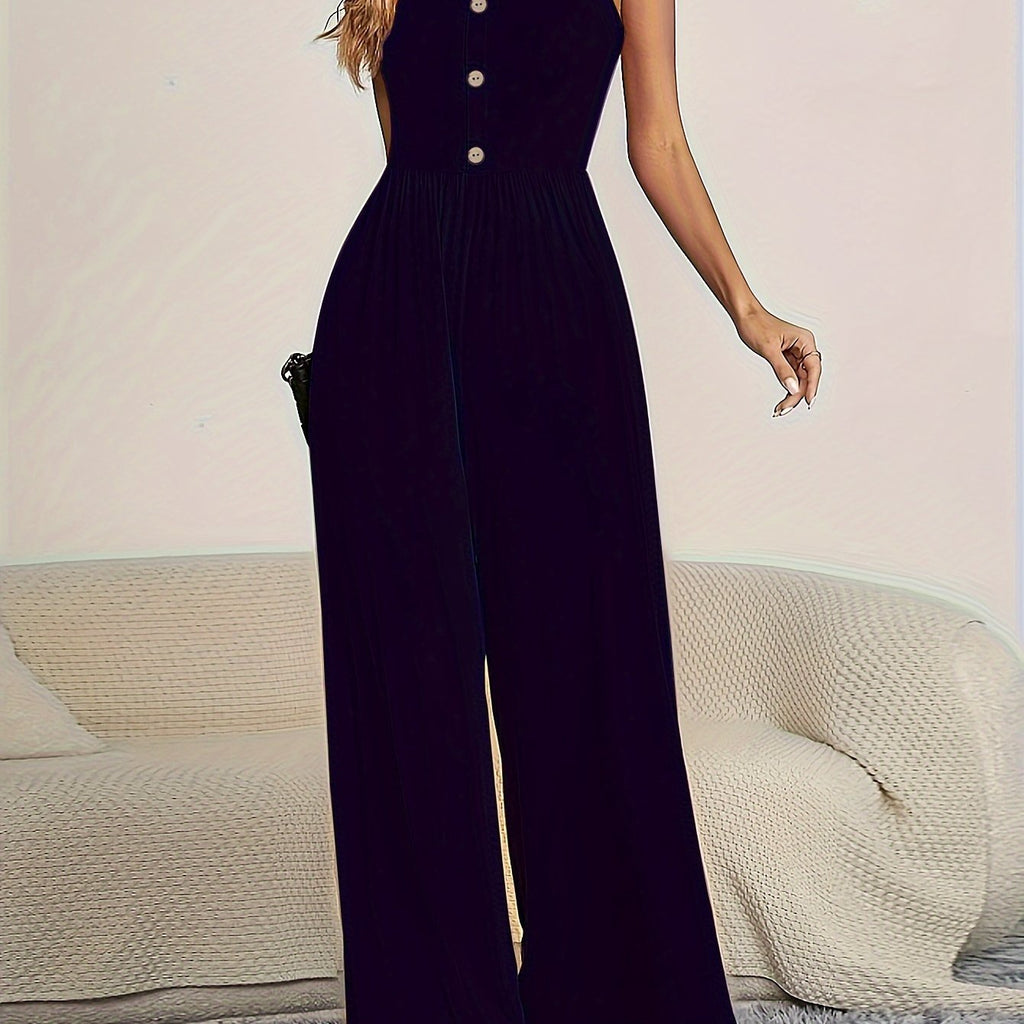 Women's Solid Color Camisole Jumpsuit - Elegant Spring/Summer Style   OAXG 