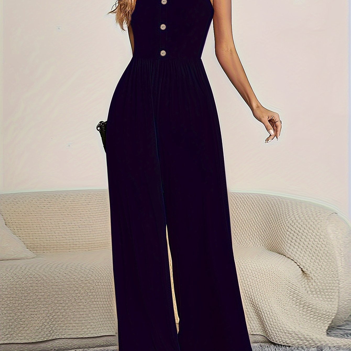 Women's Solid Color Camisole Jumpsuit - Elegant Spring/Summer Style   OAXG 