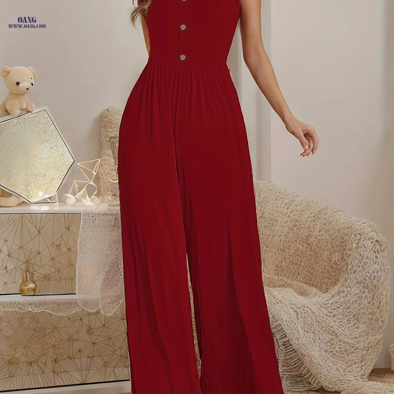 Women's Solid Color Camisole Jumpsuit - Elegant Spring/Summer Style   OAXG 