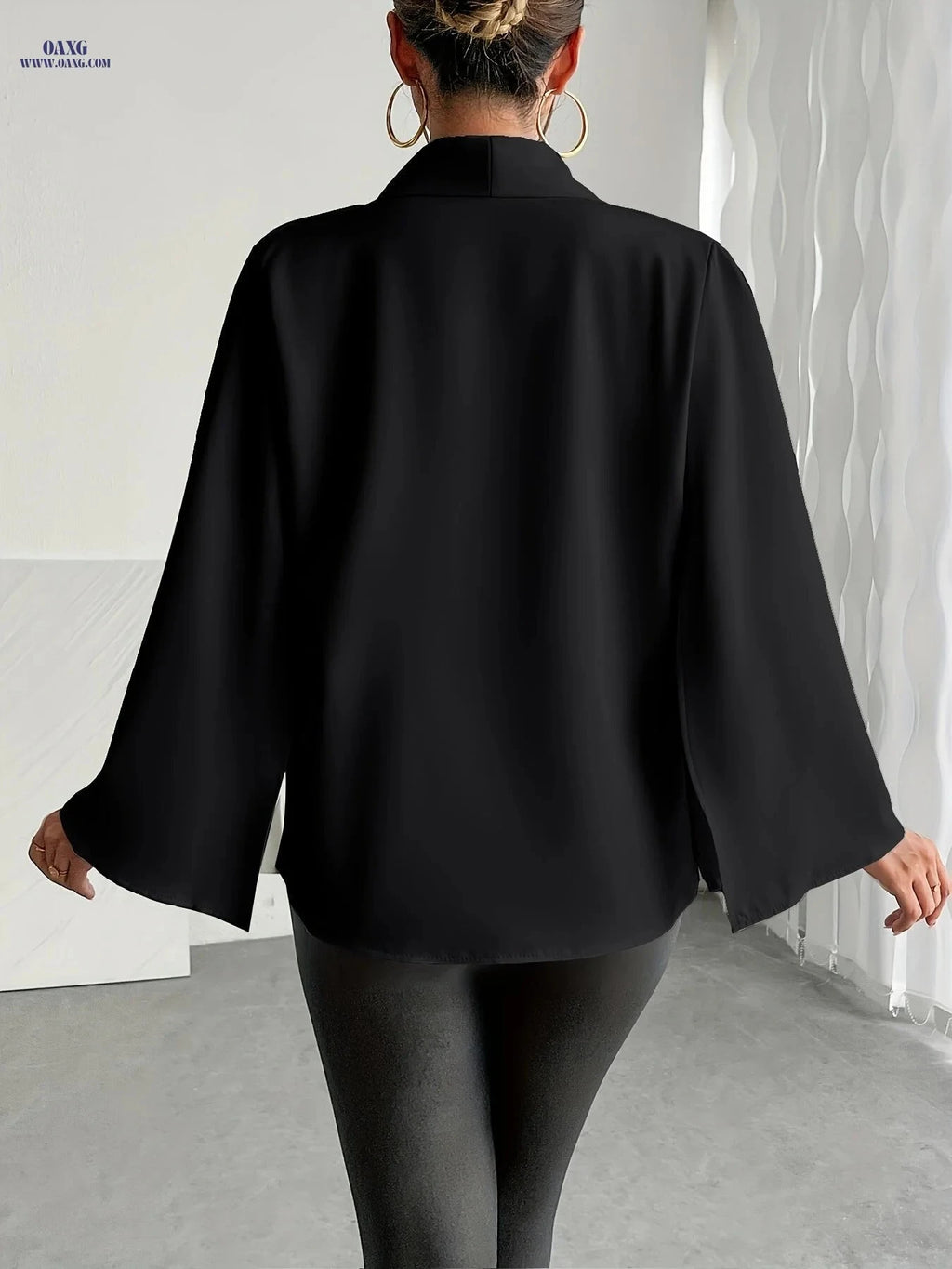 Women's Solid Color Cape Coat - Stylish Fall/Winter Fashion   OAXG 
