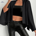 Women's Solid Color Cape Coat - Stylish Fall/Winter Fashion   OAXG Black / S