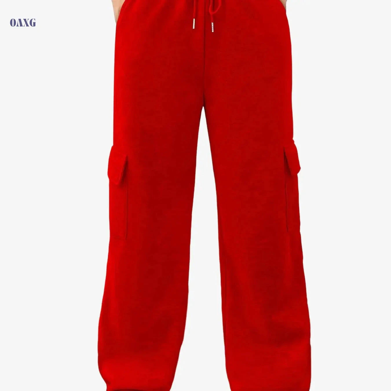Women's Solid Color Cargo Jogger Sweatpants - Comfortable Heavyweight Fit   OAXG 