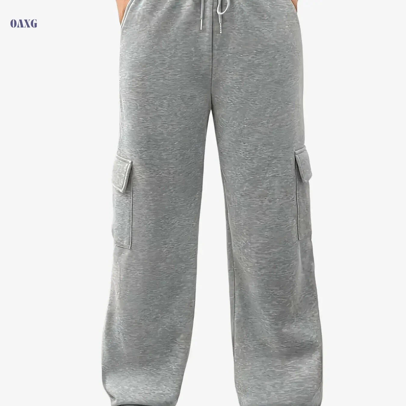 Women's Solid Color Cargo Jogger Sweatpants - Comfortable Heavyweight Fit   OAXG Black / S