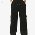 Women's Solid Color Cargo Jogger Sweatpants - Comfortable Heavyweight Fit   OAXG 
