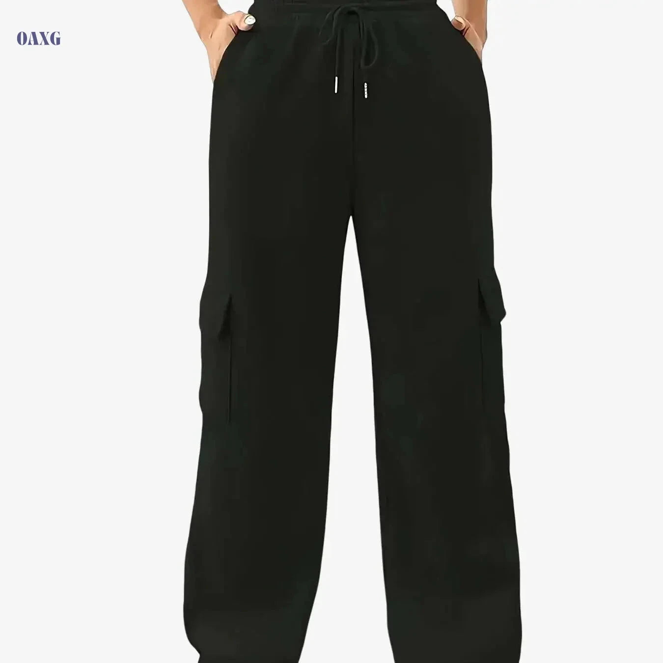 Women's Solid Color Cargo Jogger Sweatpants - Comfortable Heavyweight Fit   OAXG 