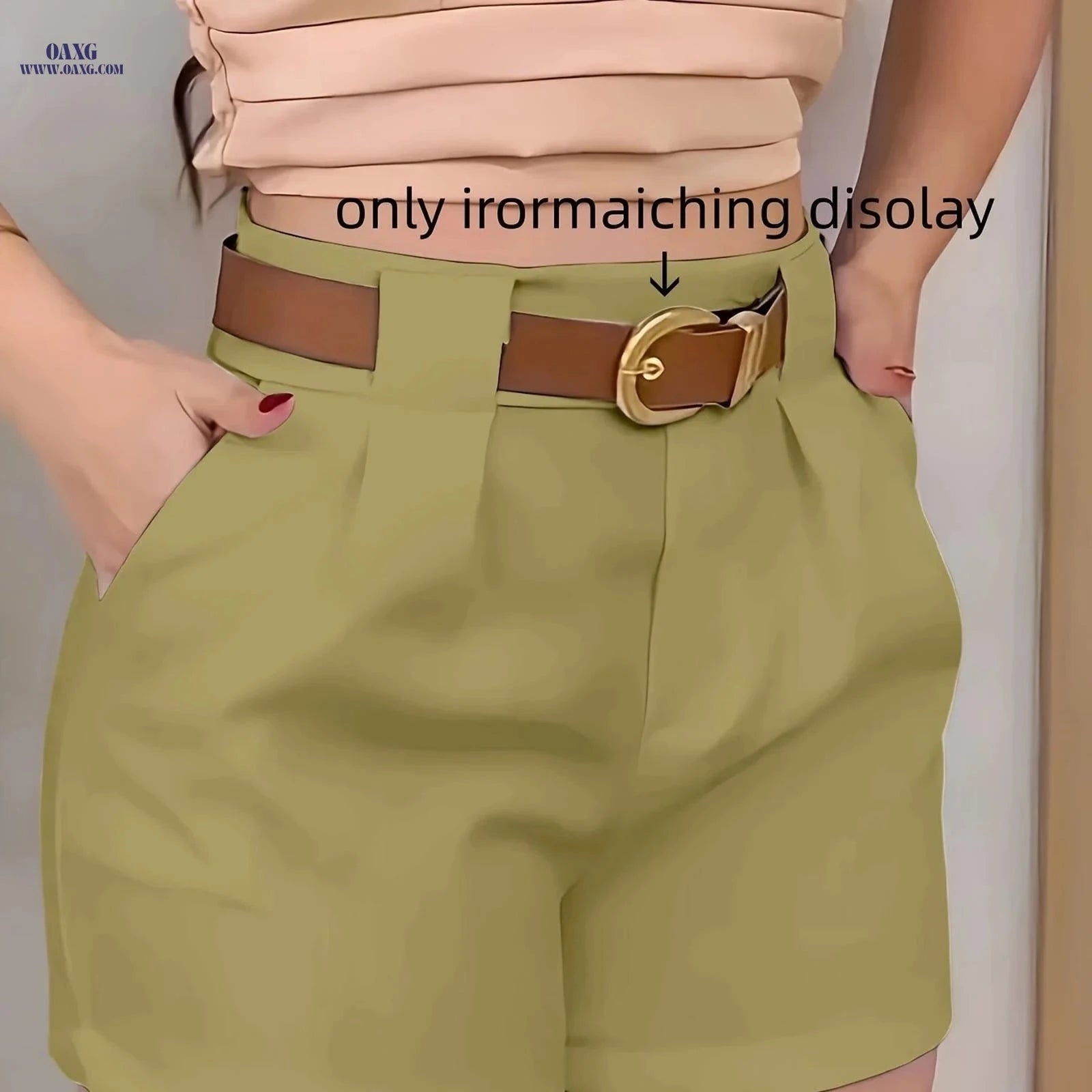 Women's Solid Color Casual Shorts - Slant Pockets for Spring/Fall   OAXG 
