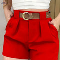 Women's Solid Color Casual Shorts - Slant Pockets for Spring/Fall   OAXG 