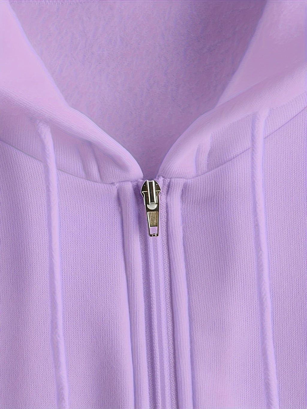 Women's Solid Color Hooded Zipper Sweatshirt - Casual Long Sleeve Top   OAXG Light Purple / S