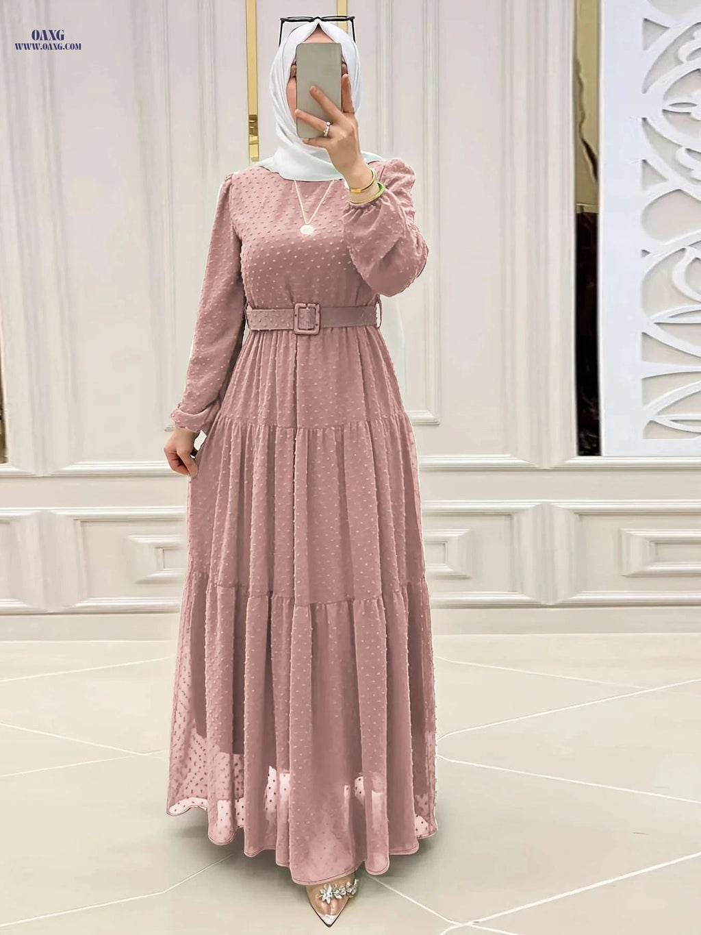 Women's Solid Color Long Robe Dress - Middle Eastern Style   OAXG 