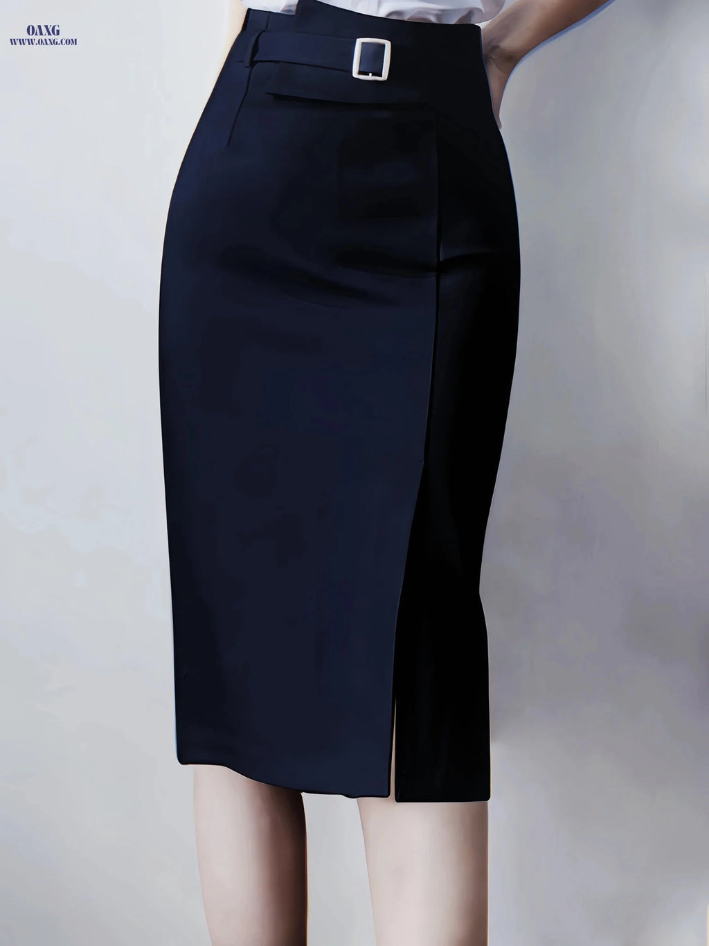 Women's Solid Color Maxi Skirt with Belt - Elegant Fall/Winter Style   OAXG 