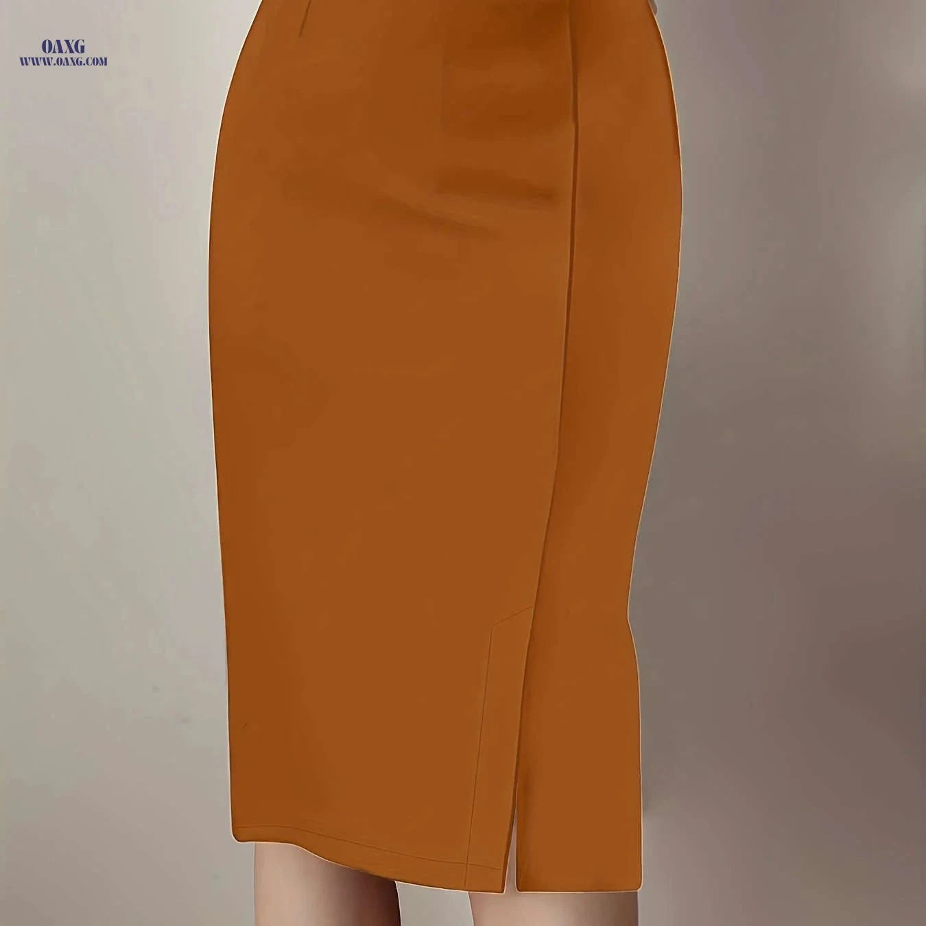 Women's Solid Color Maxi Skirt with Belt - Elegant Fall/Winter Style   OAXG Navy Blue / XS