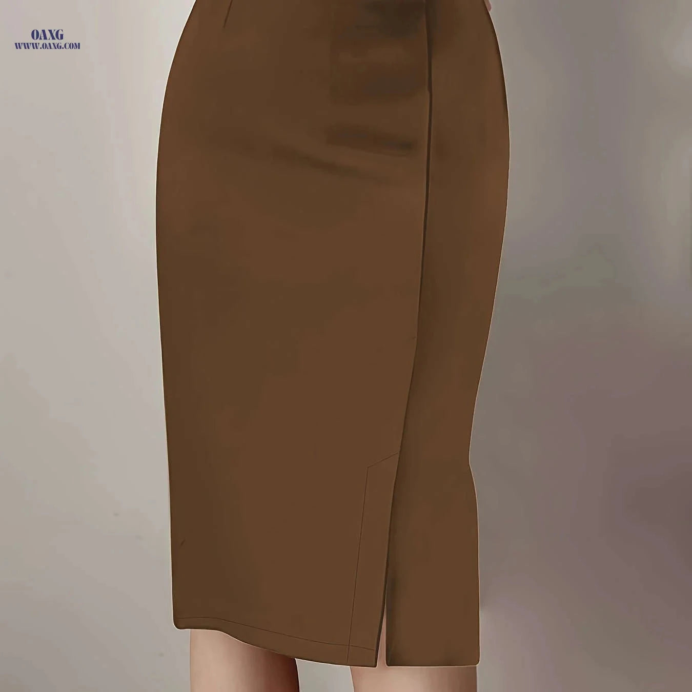 Women's Solid Color Maxi Skirt with Belt - Elegant Fall/Winter Style   OAXG Navy Blue / XS
