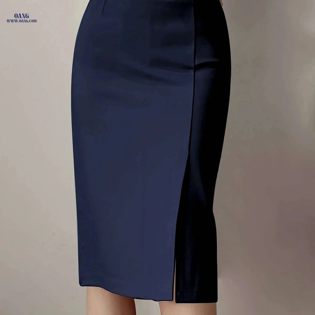 Women's Solid Color Maxi Skirt with Belt - Elegant Fall/Winter Style   OAXG 