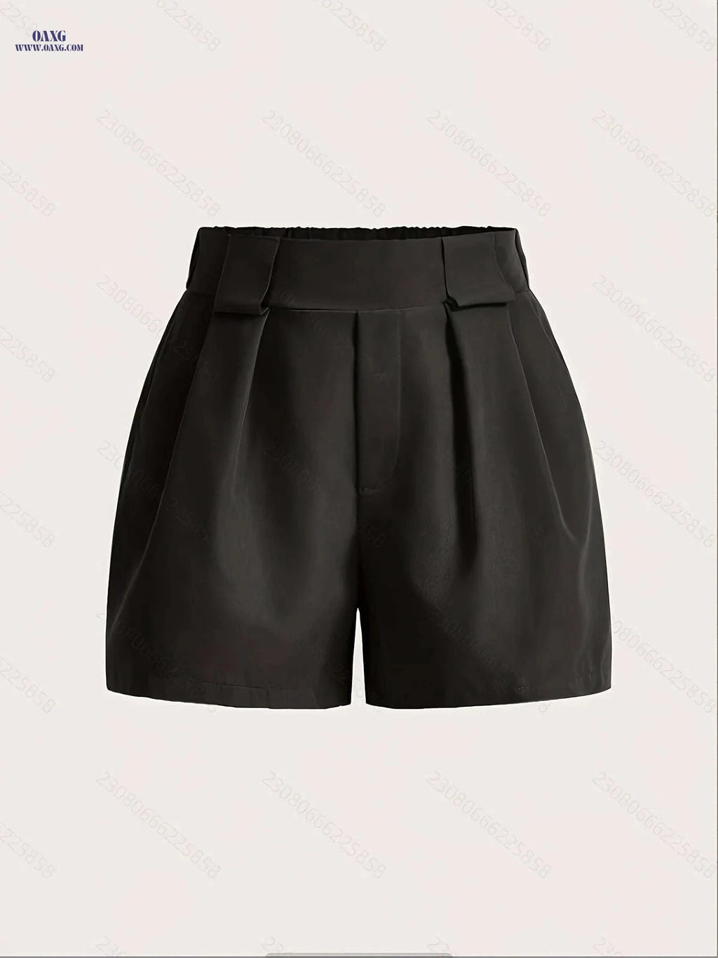 Women's Solid Color Pleated Wide Leg Casual Shorts - 100% Polyester   OAXG 