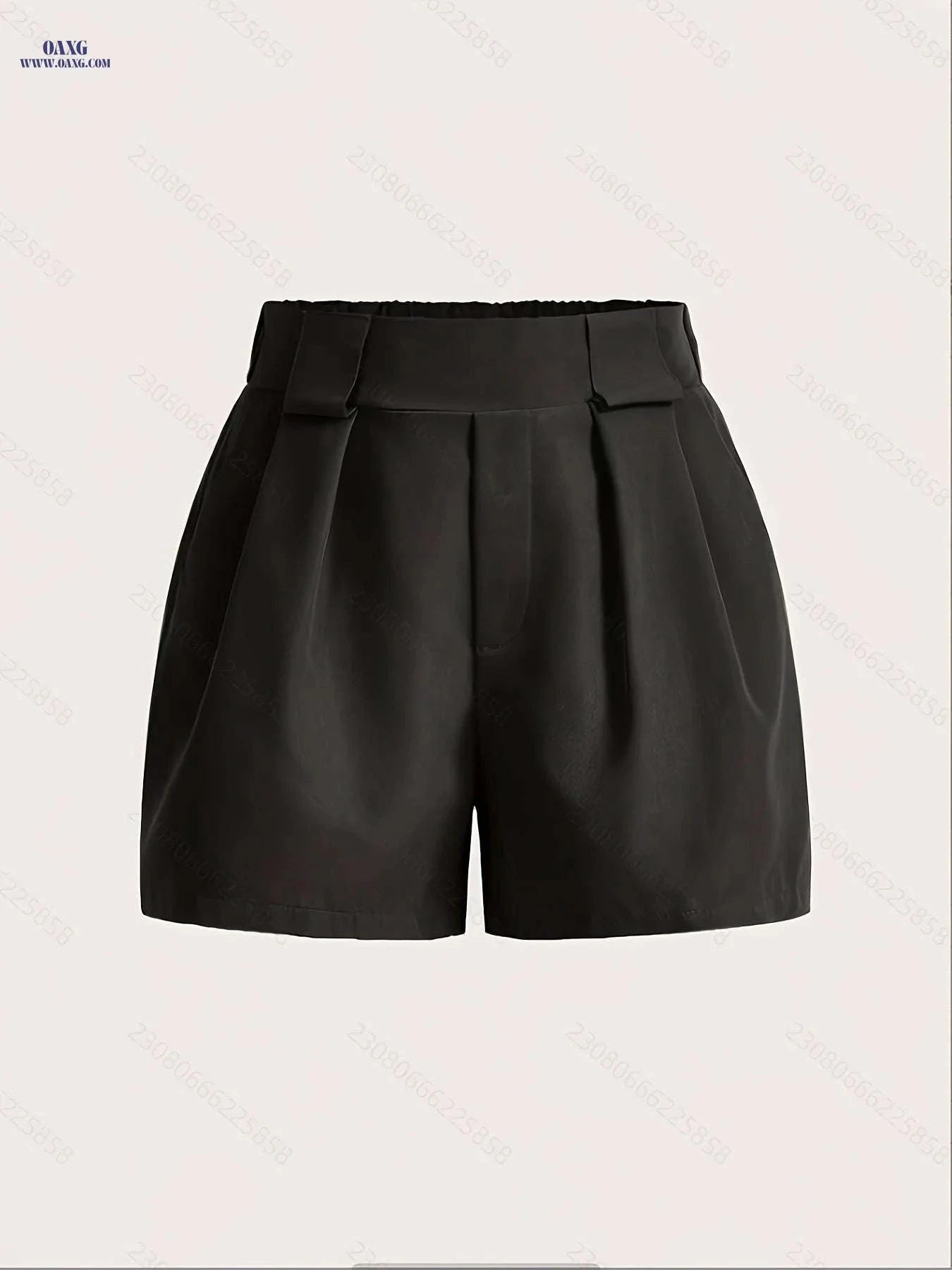 Women's Solid Color Pleated Wide Leg Casual Shorts - 100% Polyester   OAXG 