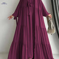 Women's Solid Color Vest Dress & Robe Jacket – Stylish Muslim Wear   OAXG 